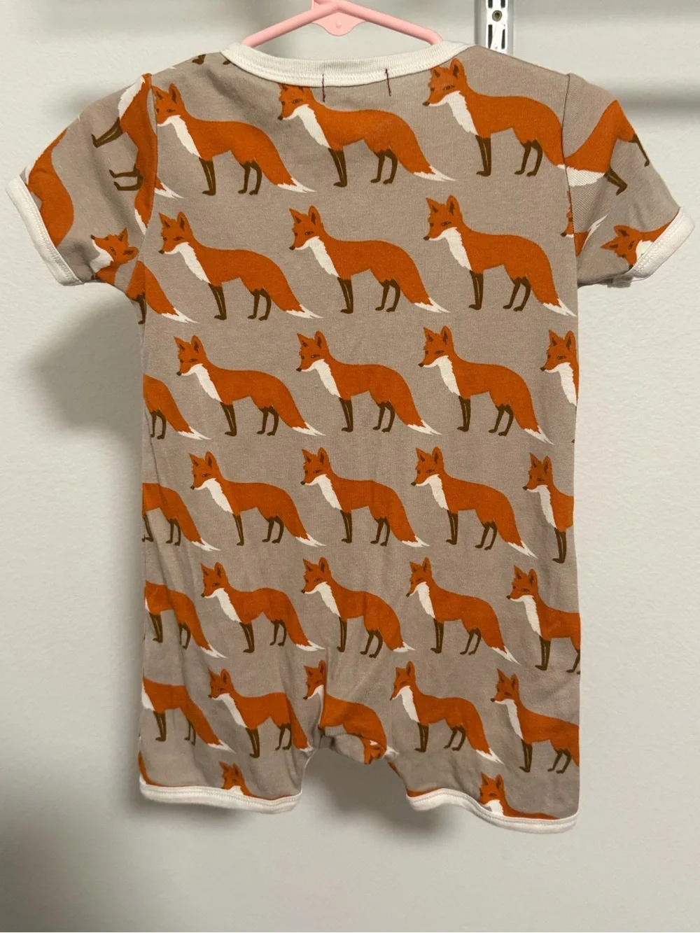 Milkbarn Beige Romper with Orange Fox Print